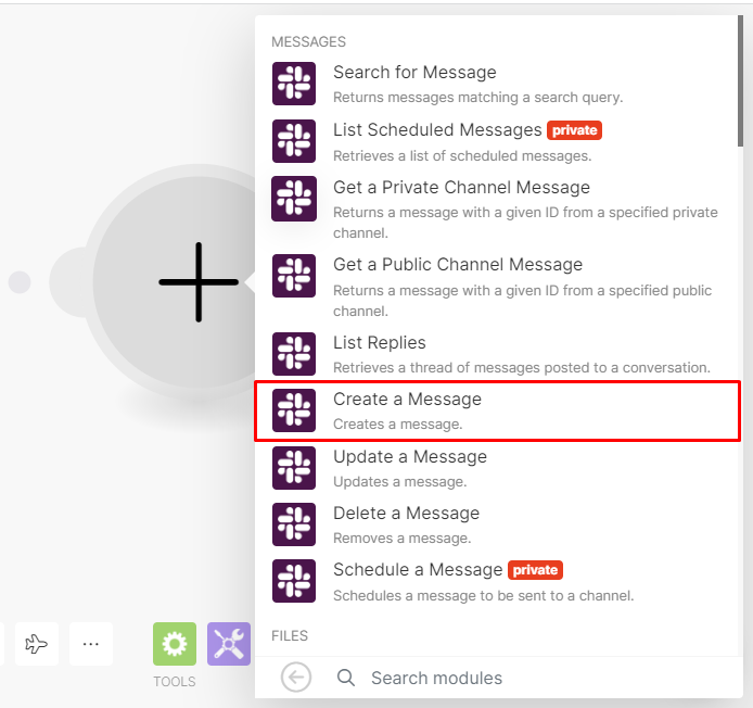 Slack - Create a Message module in Make