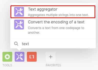 Text aggregator on the bottom route