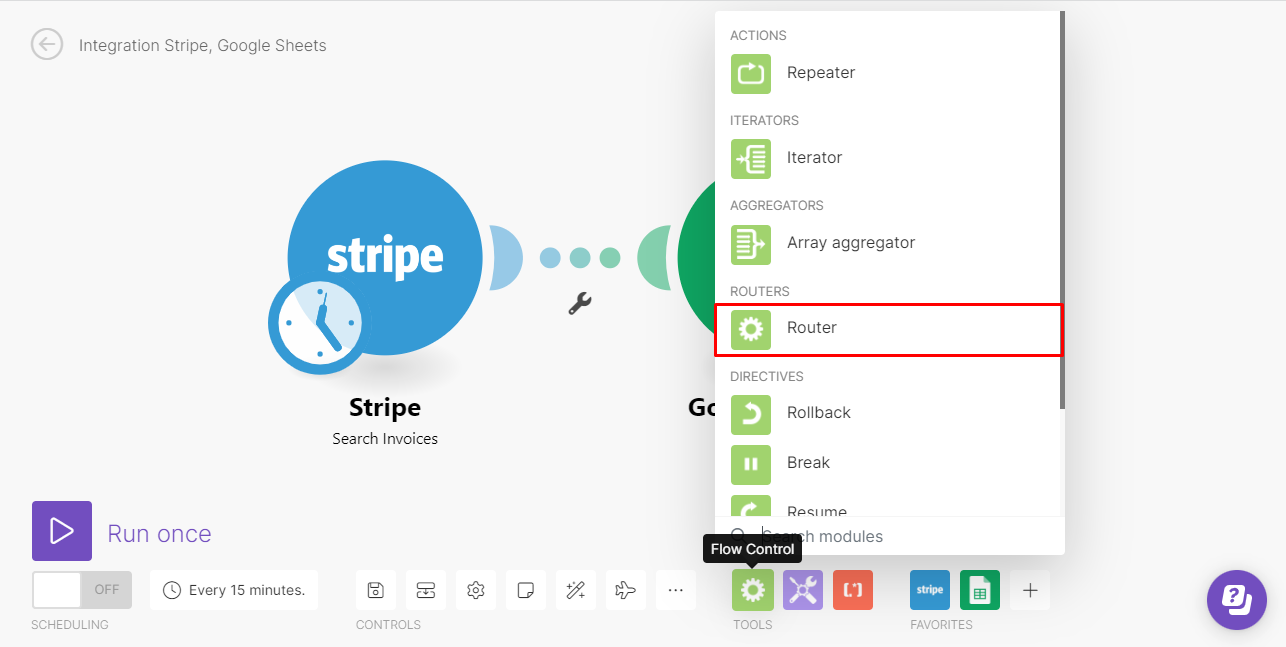 Router in the Tools menu