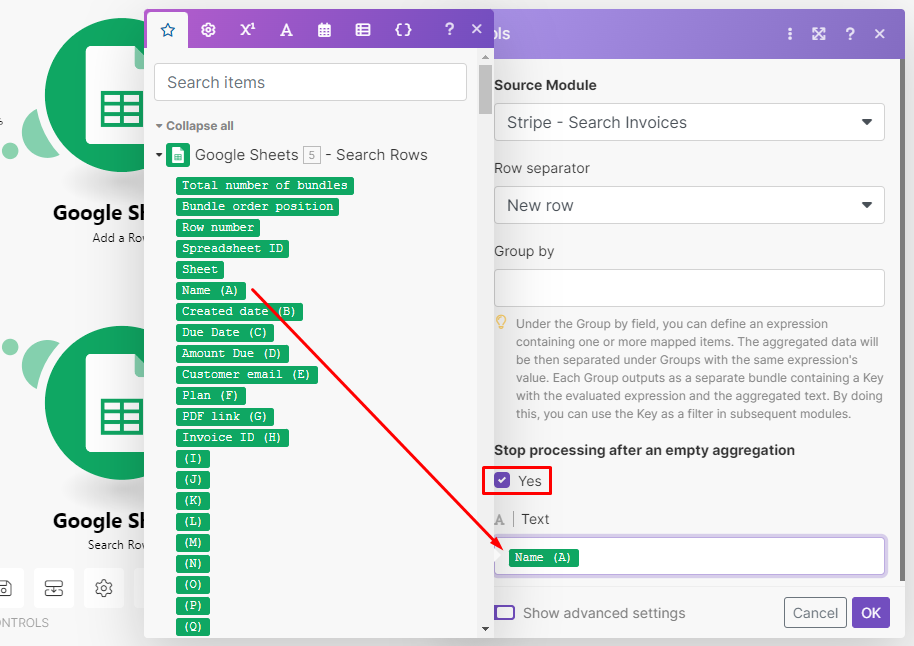 Text aggregator configuration