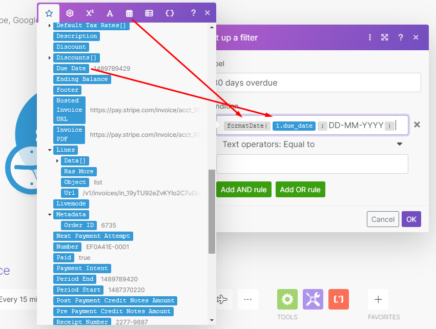 Date format in the filter