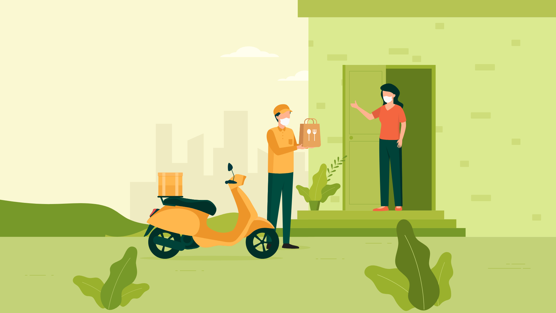 A food delivery during pandemic.