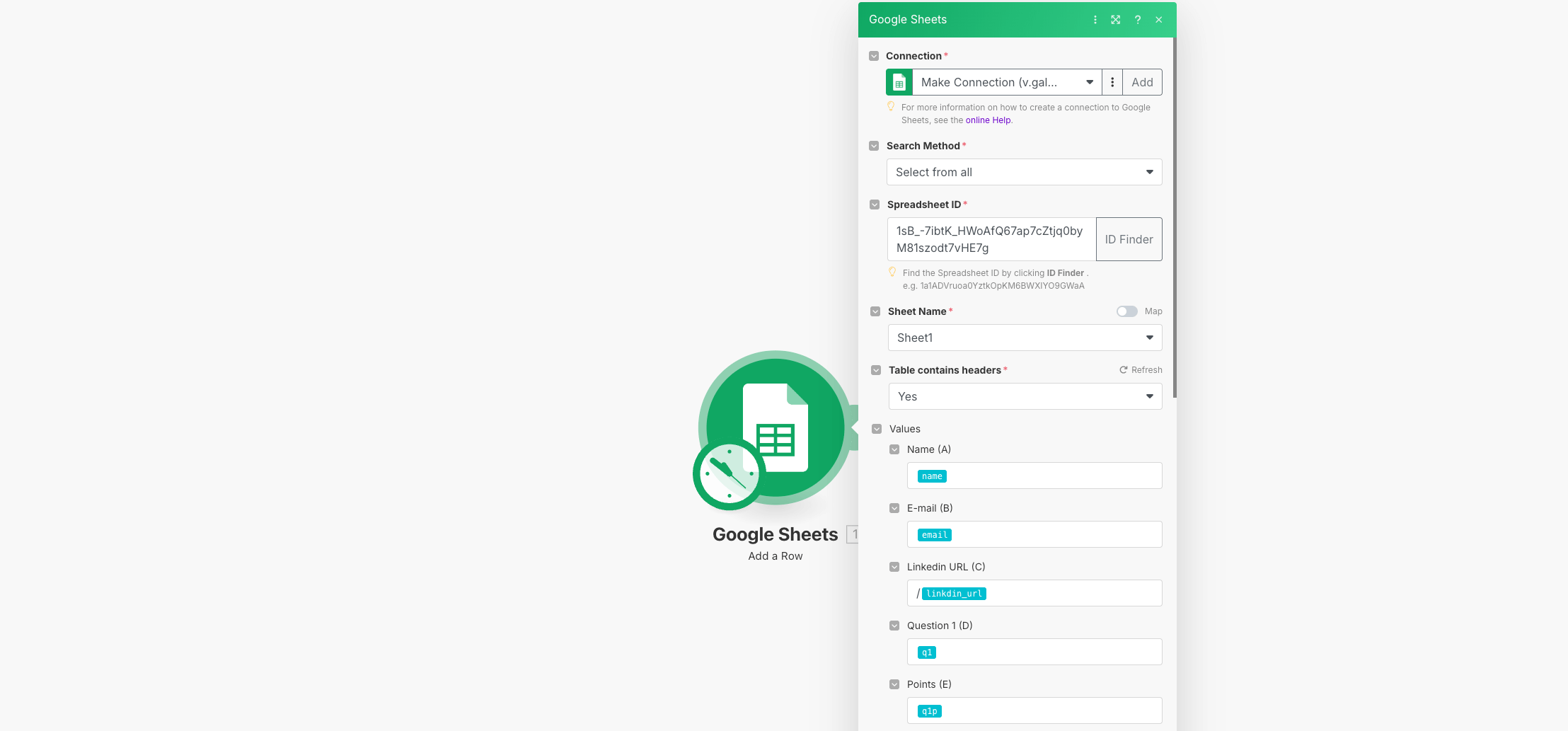 Google Sheet Step 1