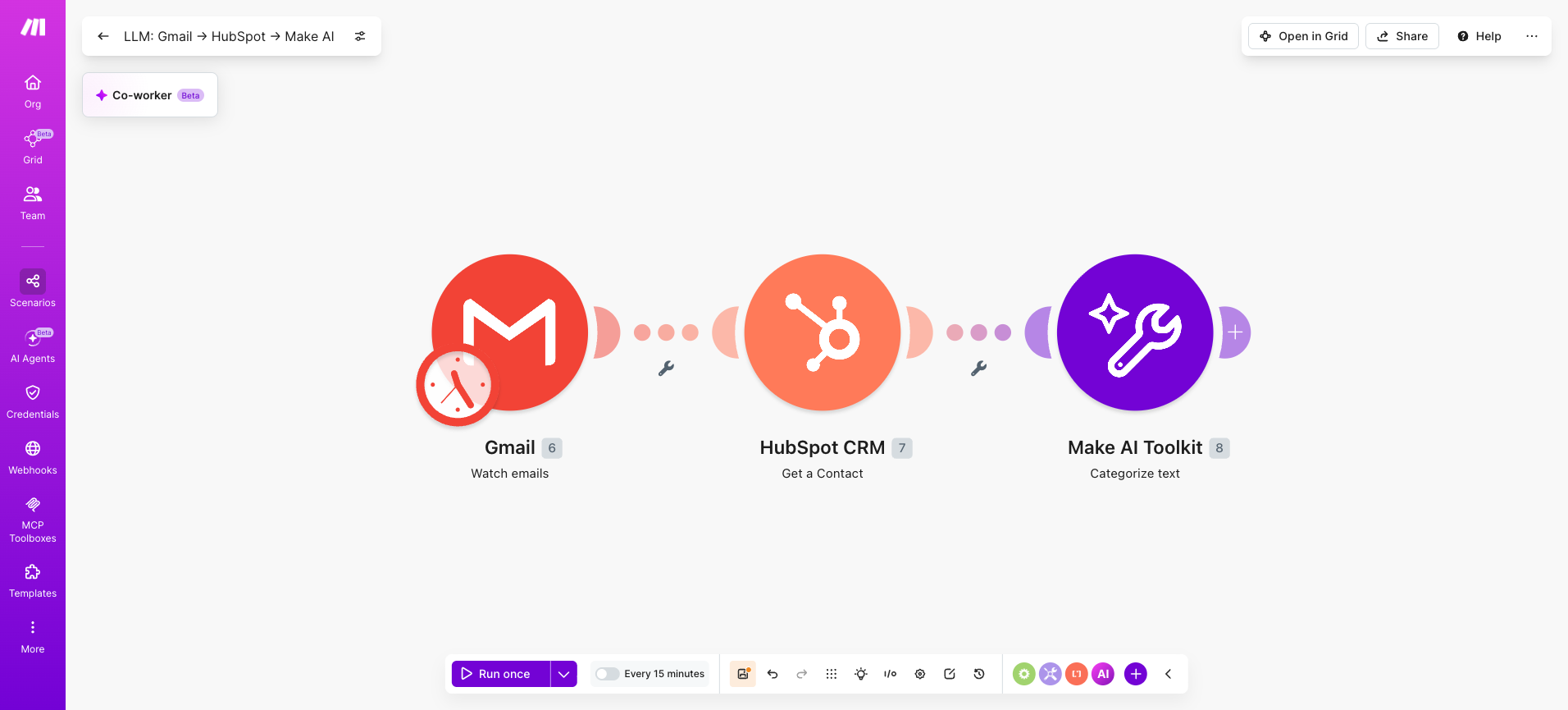 LLM-Gmail-→-HubSpot-→-Make-AI-Make-Step 2
