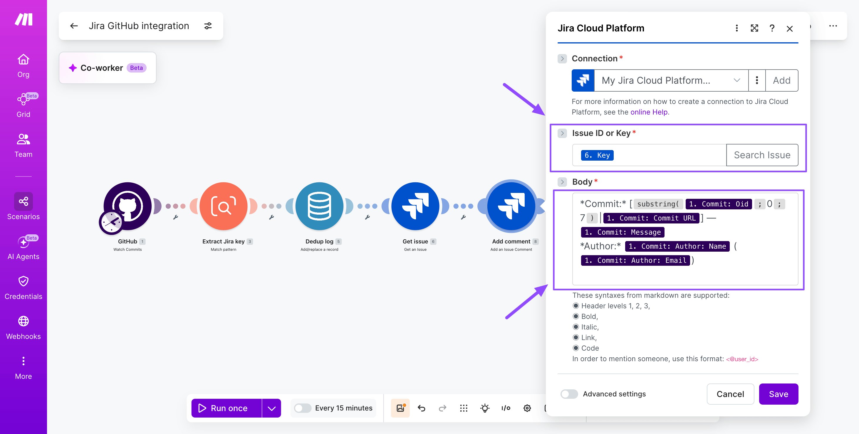 Jira-GitHub-integration-Make-Step 5