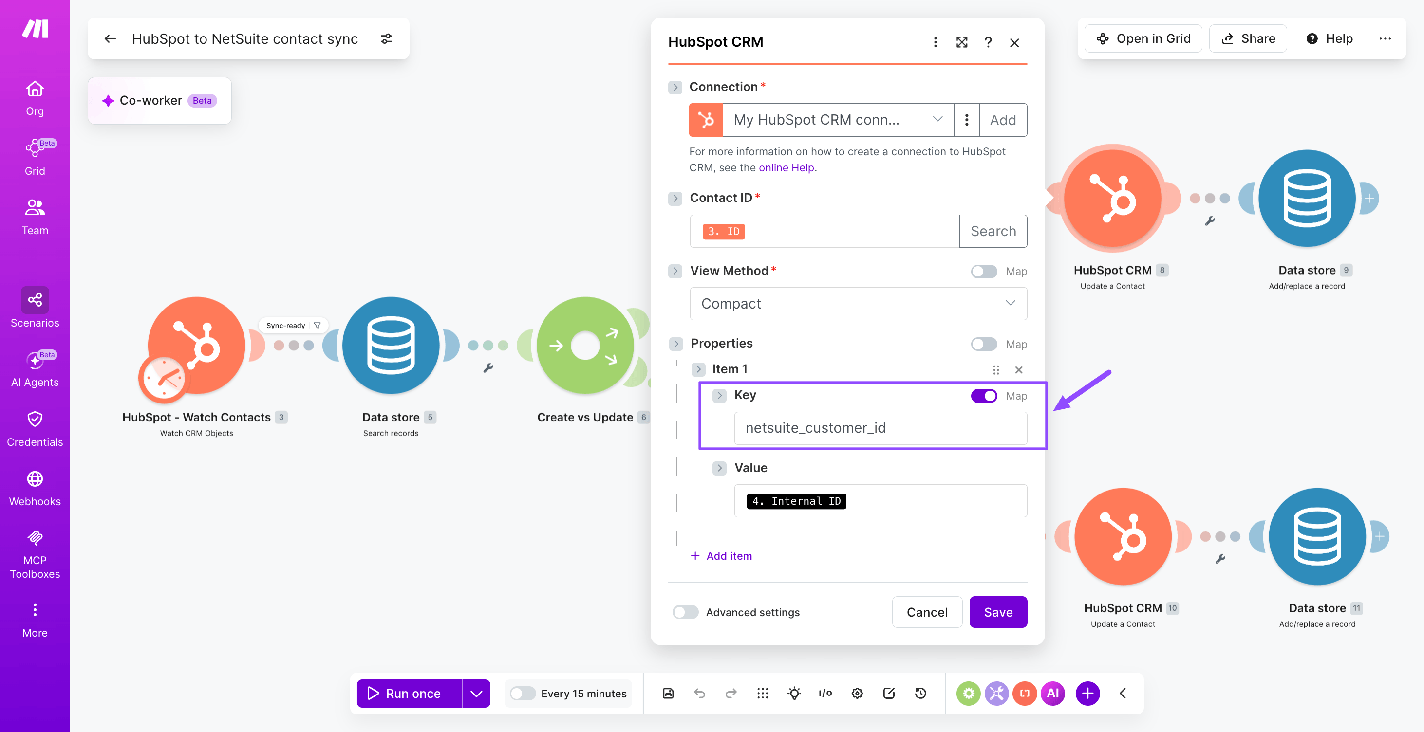 HubSpot-to-NetSuite-contact-sync-Make-Step 6