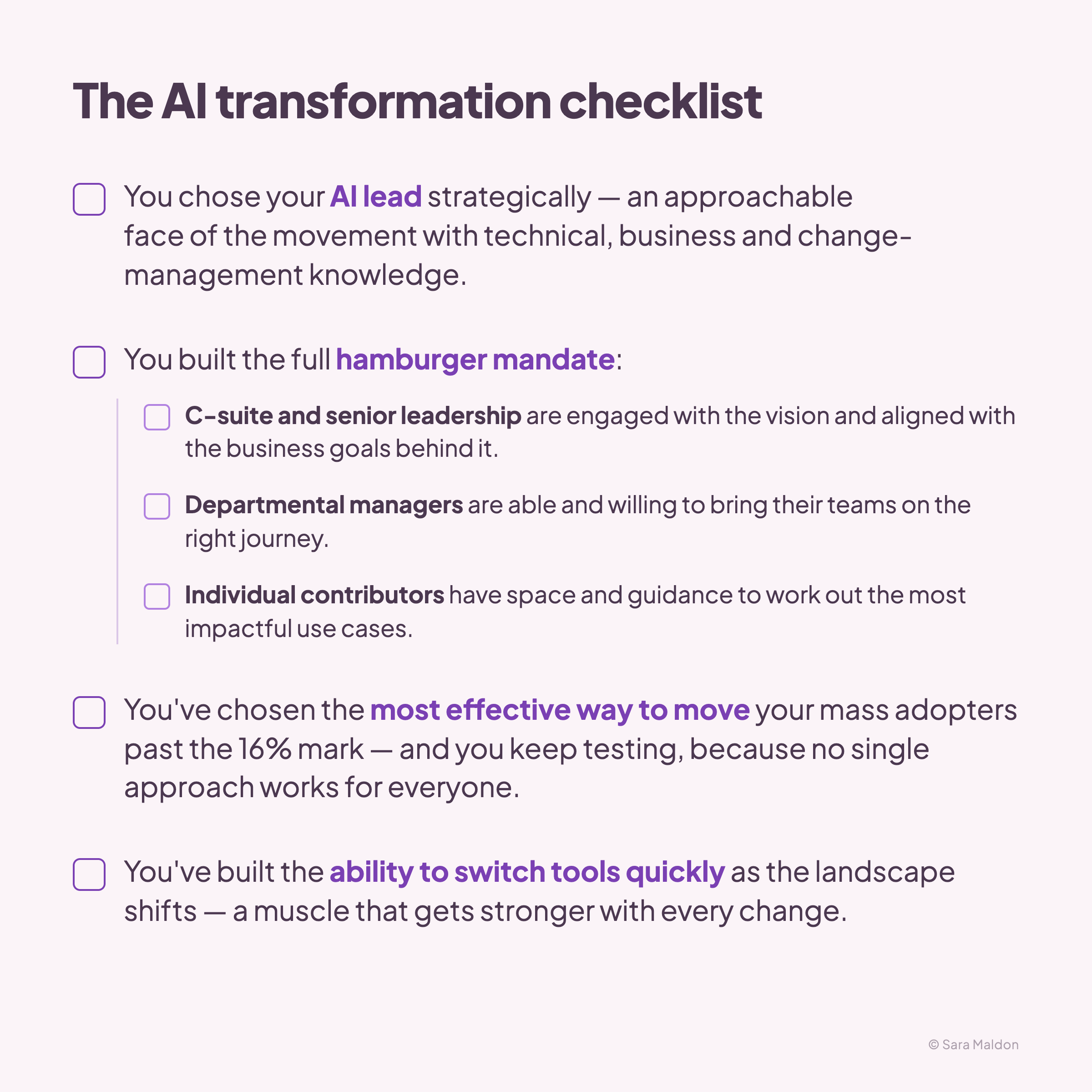 TL Sara checklist
