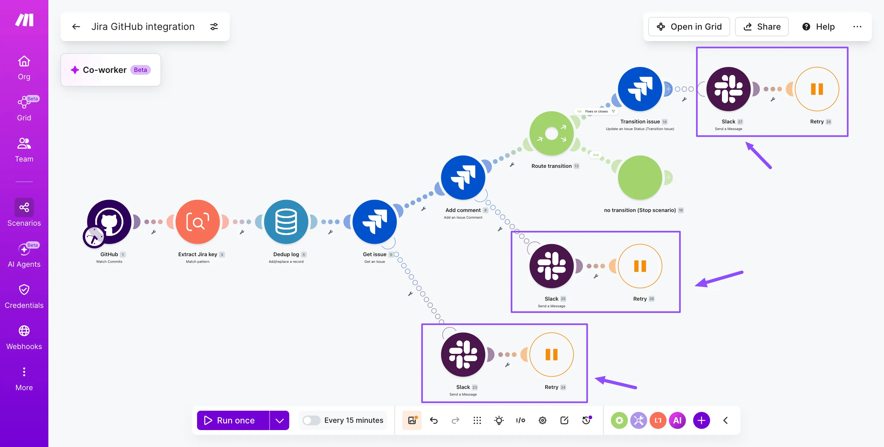 Error handler in the Jira GitHub scenario