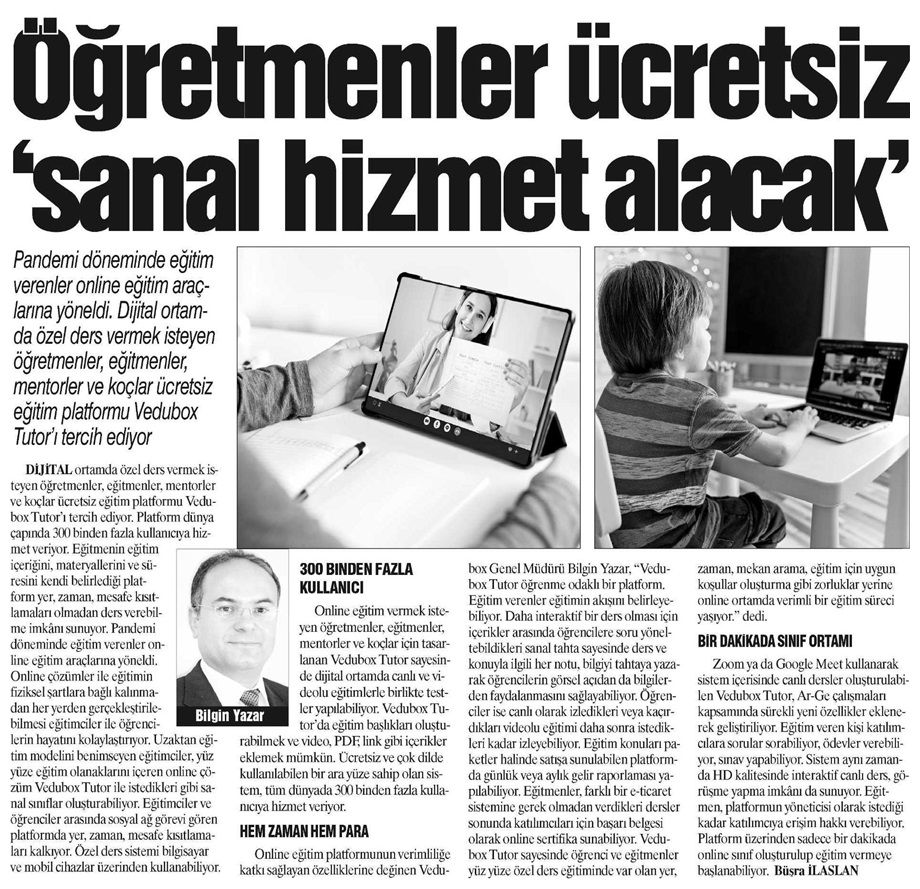 Öğretmenler Ücretsiz Sanal Hizmet Alacak - Günboyu