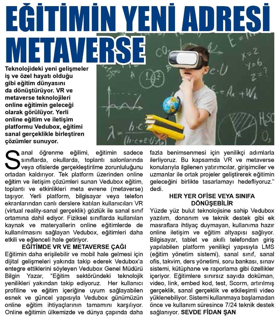 Eğitimin Yeni Adresi Metaverse - Kütahya Ekspres