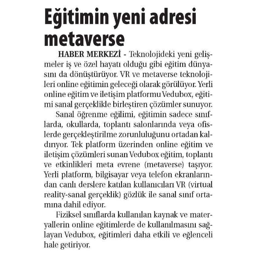 Eğitimin Yeni Adresi Metaverse - Ticaret Gazetesi
