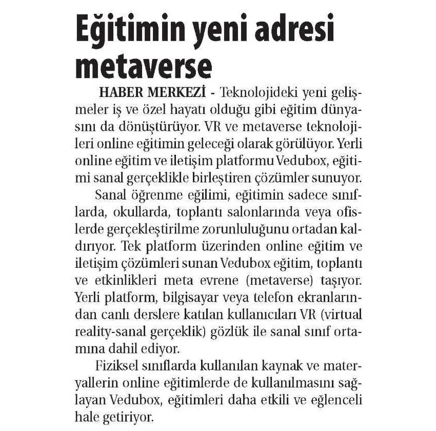 Eğitimin Yeni Adresi Metaverse - Ticaret Gazetesi