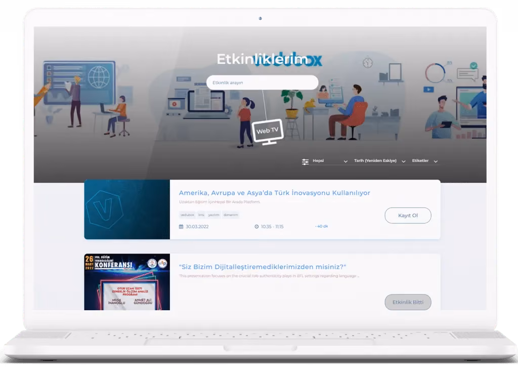 Vedubox Etkinlik Yönetimi modülü ekranı
