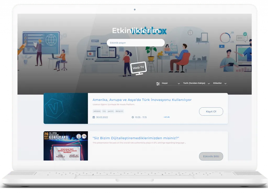 Vedubox Etkinlik Yönetimi modülü ekranı