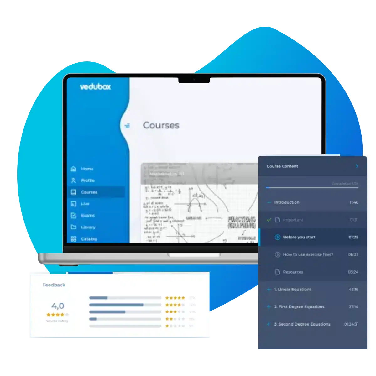 Vedubox ders yönetimi ekranı ve ders içeriği listesi