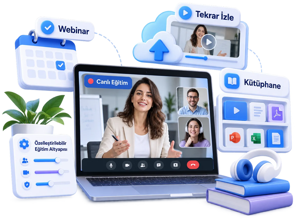 Canlı eğitim, video konferans, webinar ve kayıt kütüphanesi