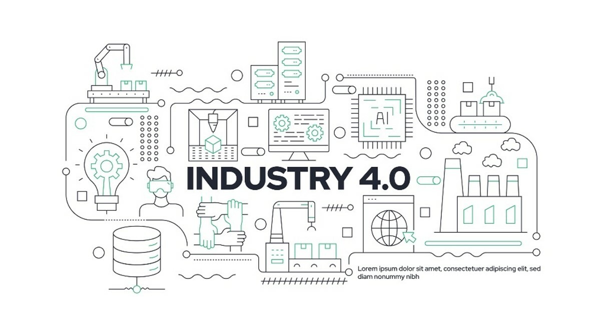 industry 4.0 graphic for cogiscan traceability - smart factory in electronics manufacturing