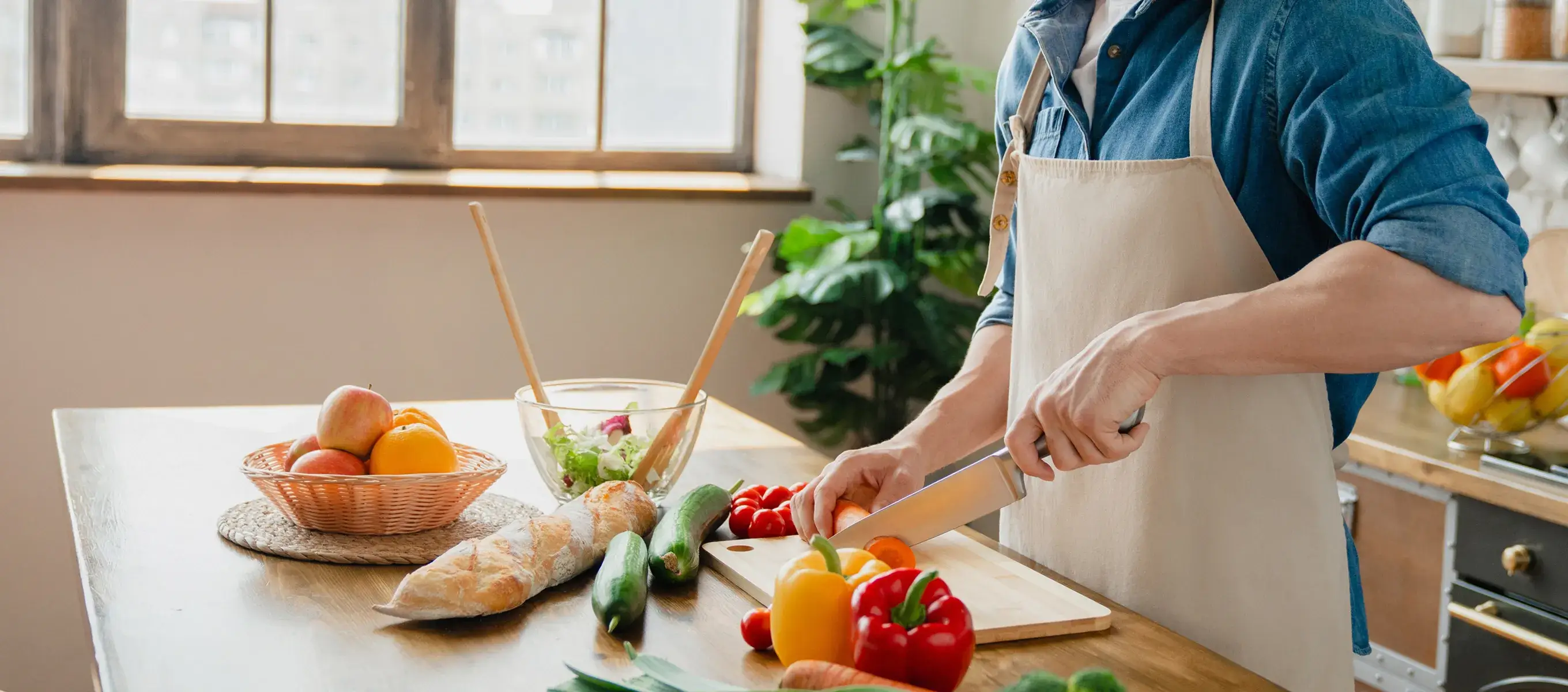 Person preparing fresh vegetables for a healthy home-cooked meal