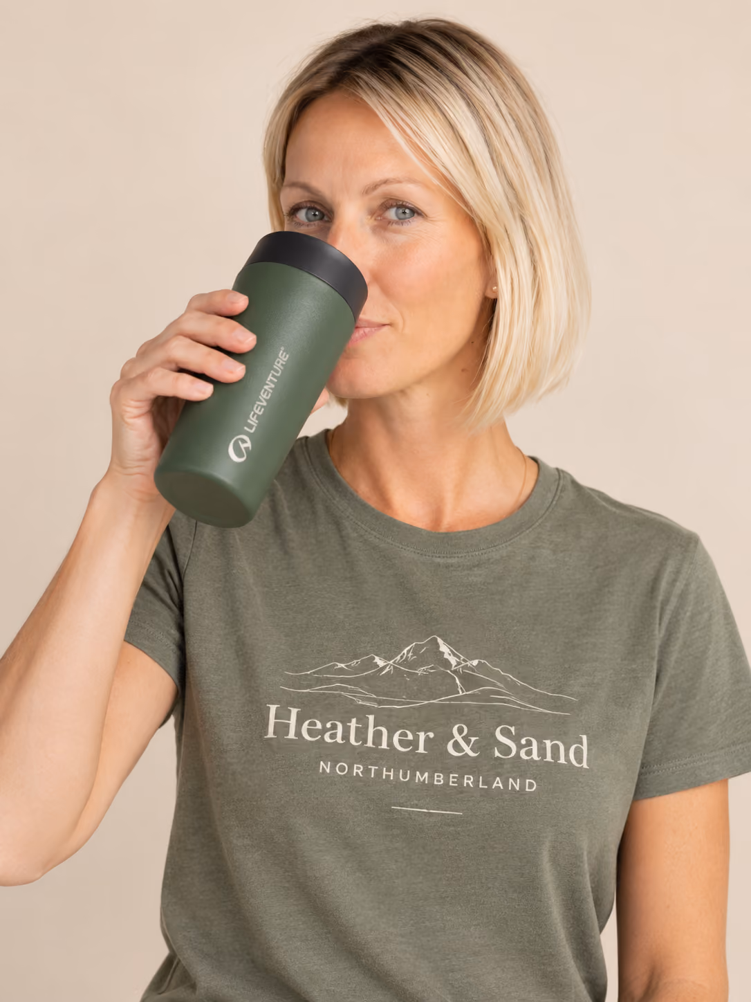 Lifeventure One-Touch Thermal Mug - Khaki