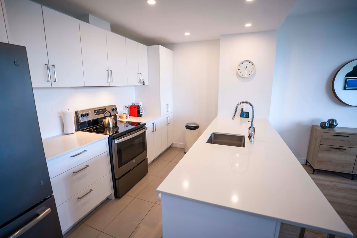 Cuisine entièrement équipée du condo 105, Aurea Charlevoix