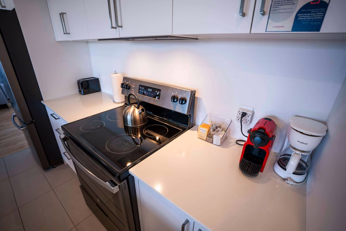 Cuisine entièrement équipée du condo 105, Aurea Charlevoix