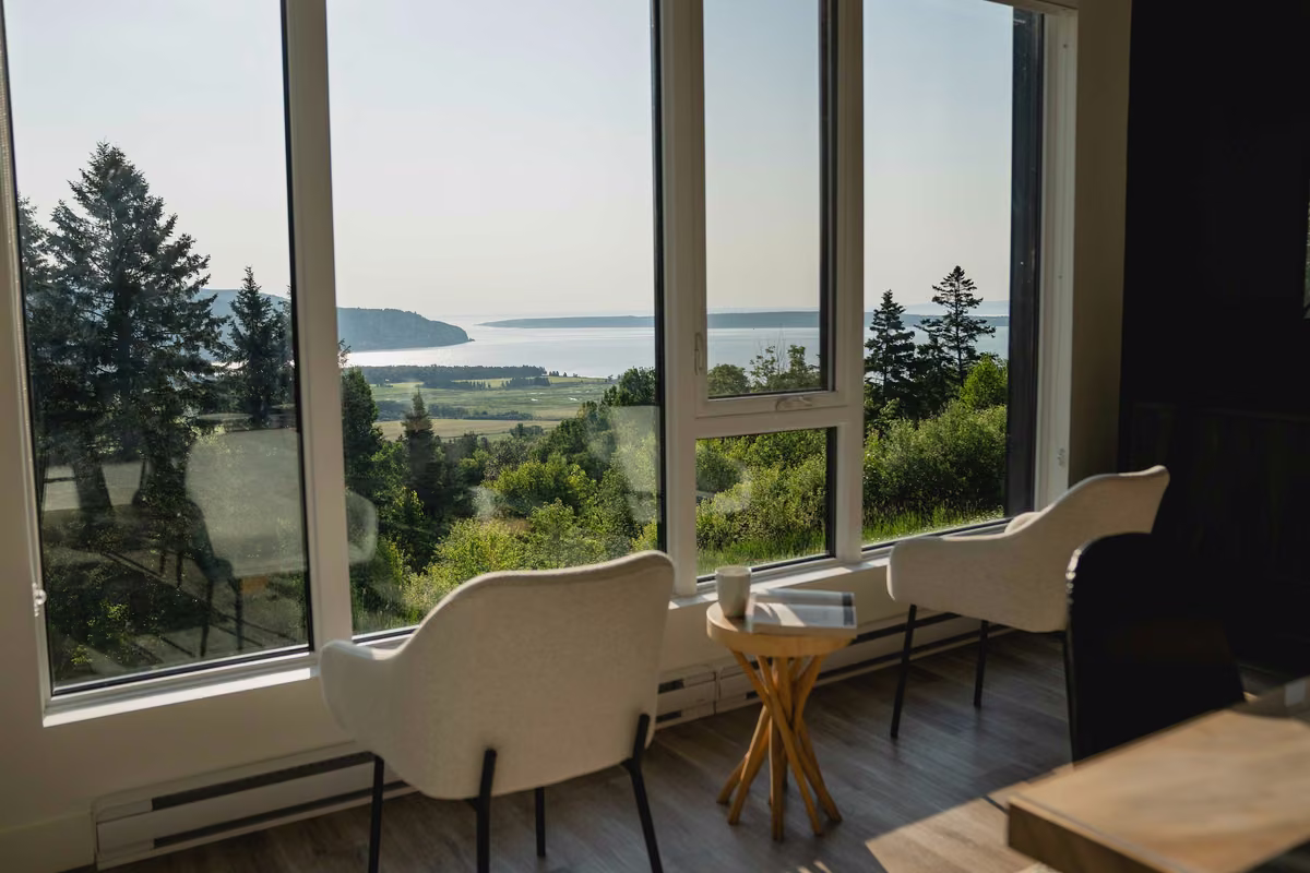 Vue sur le fleuve Saint-Laurent depuis le condo 211, Aurea Charlevoix