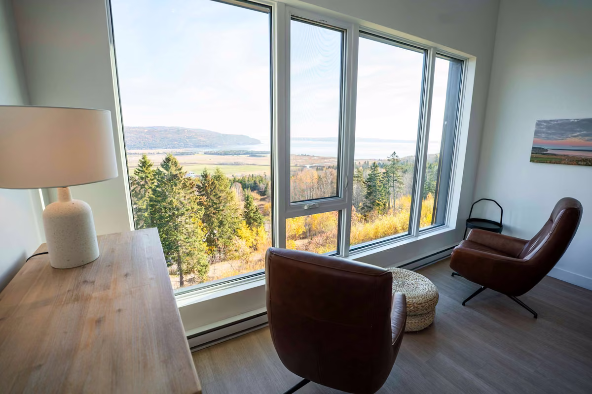 Vue sur le fleuve Saint-Laurent depuis le condo 411, Aurea Charlevoix