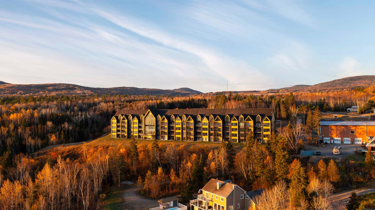 Vue aérienne du bâtiment en automne