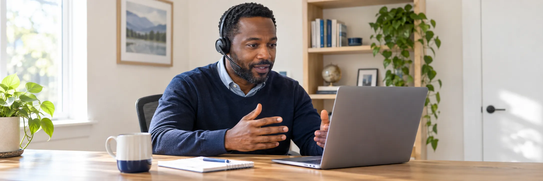 Trainer conducting private live software training from a laptop