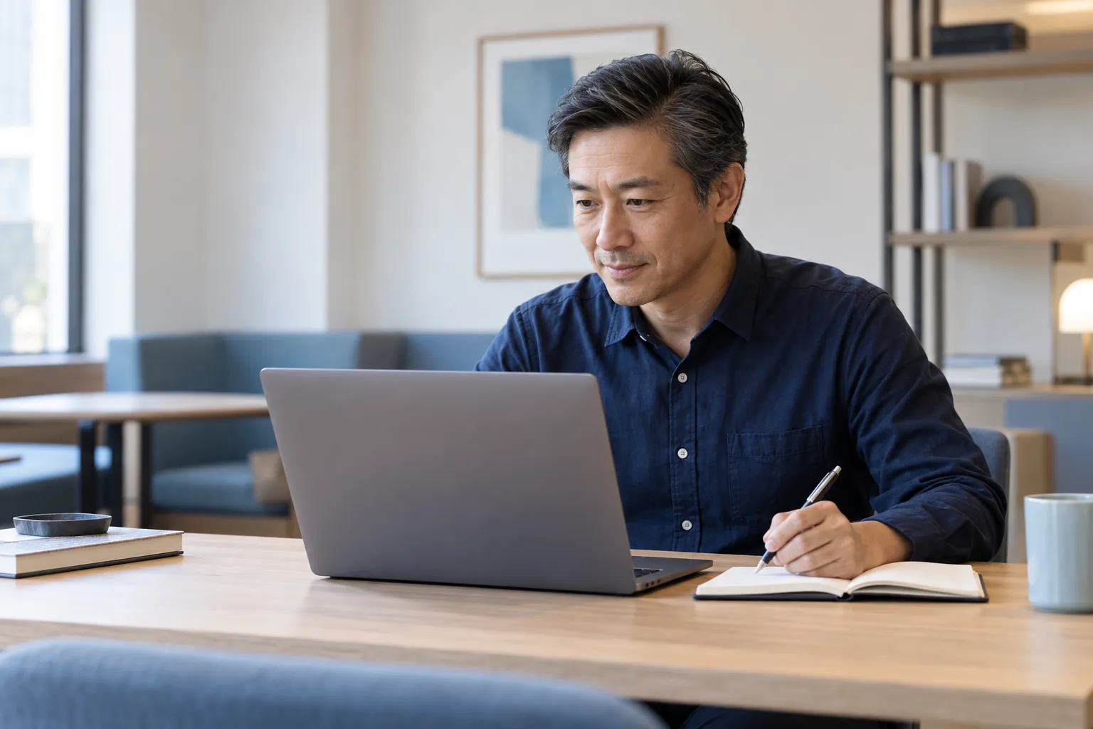 Trainer providing private support during a live employee onboarding session.