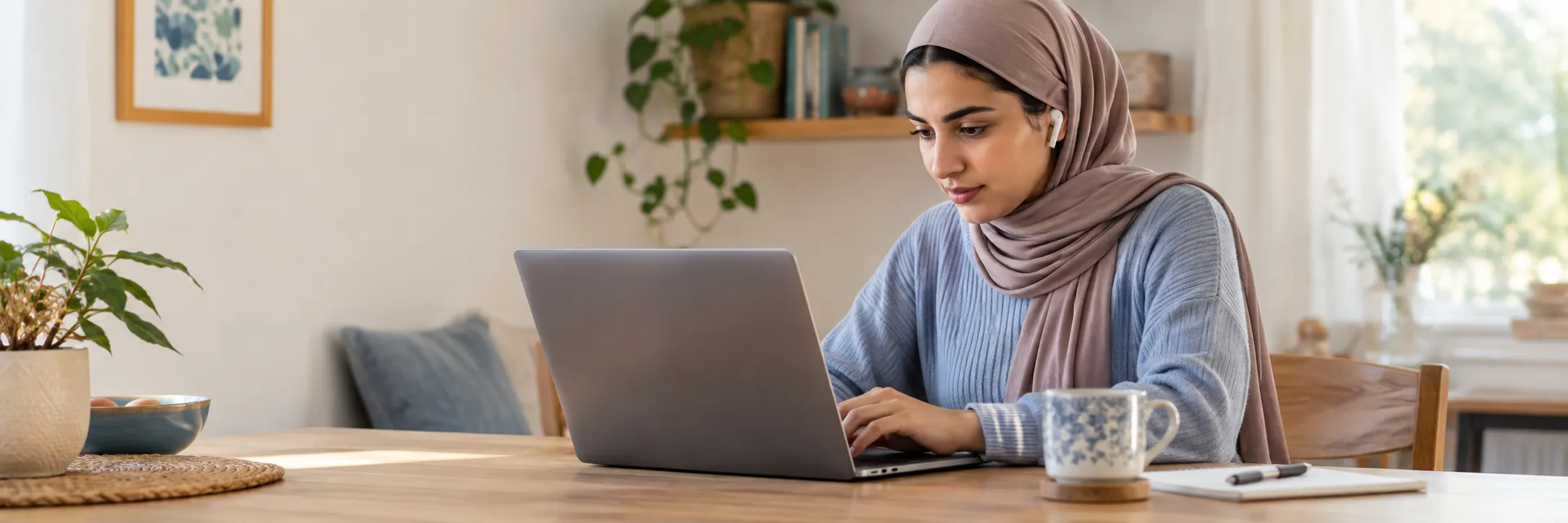 Remote trainee participating in a live training session from a laptop.