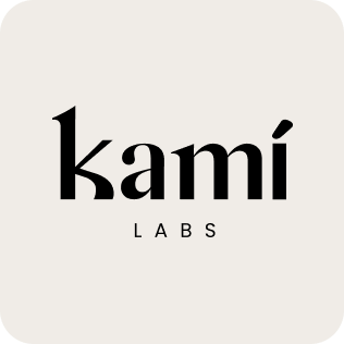 Kami Labs logo with the word 'kami' in lowercase serif font and 'LABS' in uppercase sans-serif underneath on a light beige rounded square background.
