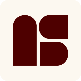 Abstract logo with four rounded shapes arranged to form the letters N and S in dark red on a cream background.