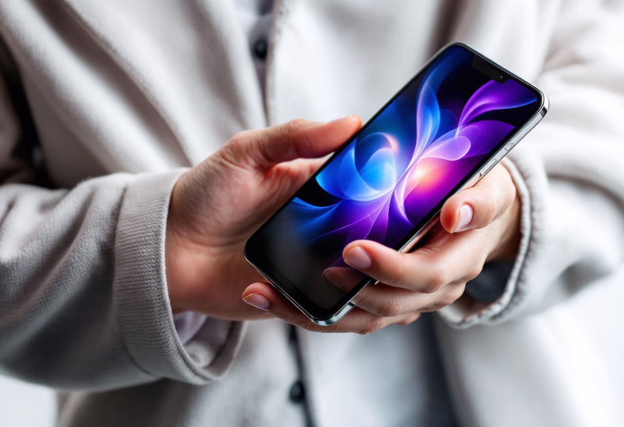 image of a sleek and modern smartphone in use