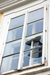 A window with broken glass