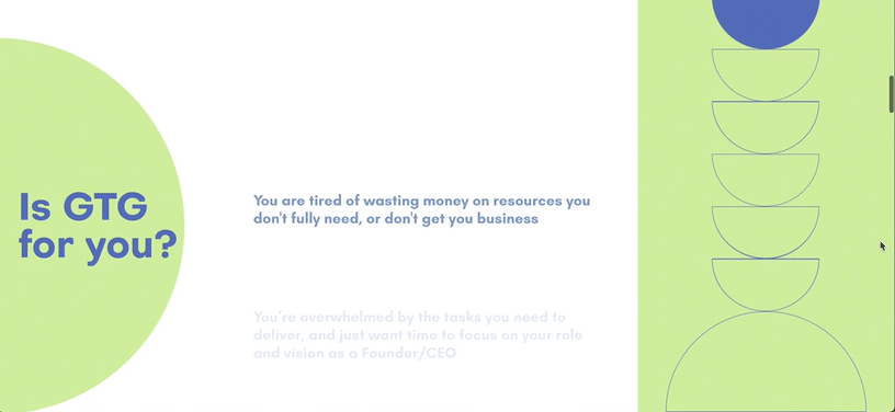 gif showing scroll effect on client website
