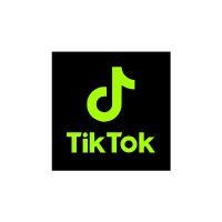 TikTok logo with a green music note icon above the word TikTok on a black background.