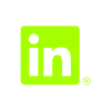 LinkedIn logo in bright green color on a black background.