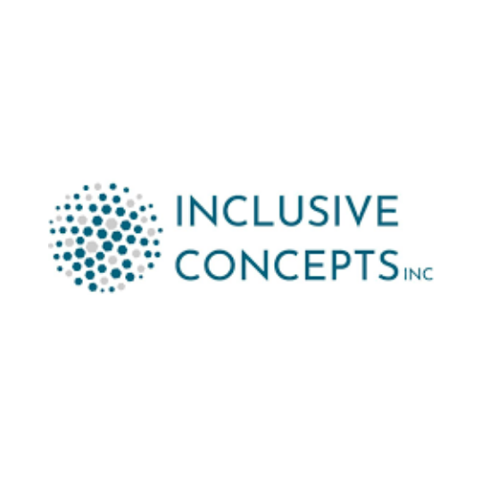Inclusive Concepts Inc. company logo with blue circular dotted design.