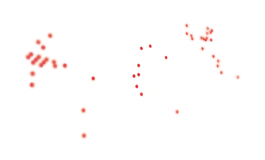 World graphic with multiple red and yellow colored dots