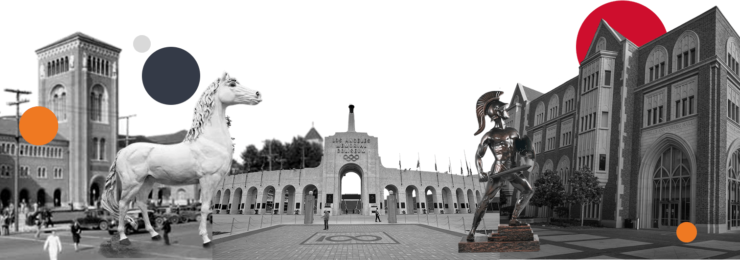 collage of different architectural elements found around the campus of University of Southern California