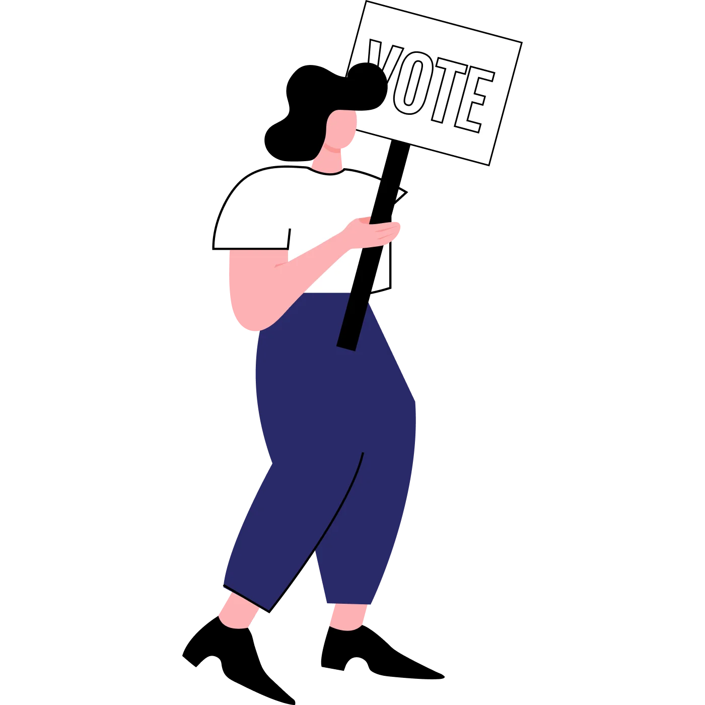 Illustration of a person carrying a placard reading Vote