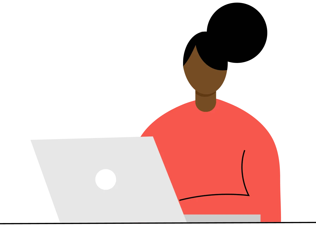 Illustration of a woman working on a laptop