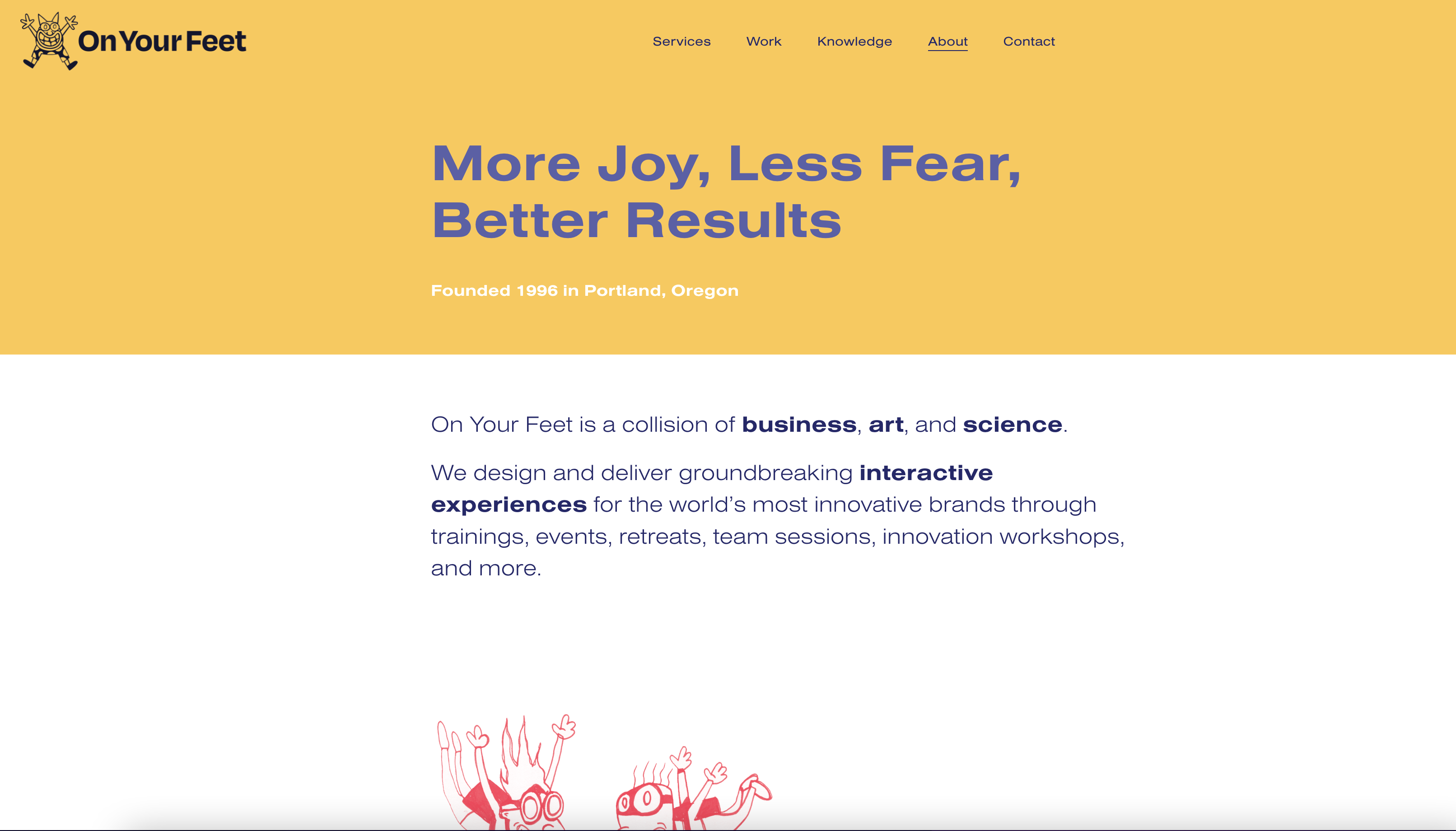 screenshot of On Your Feet website