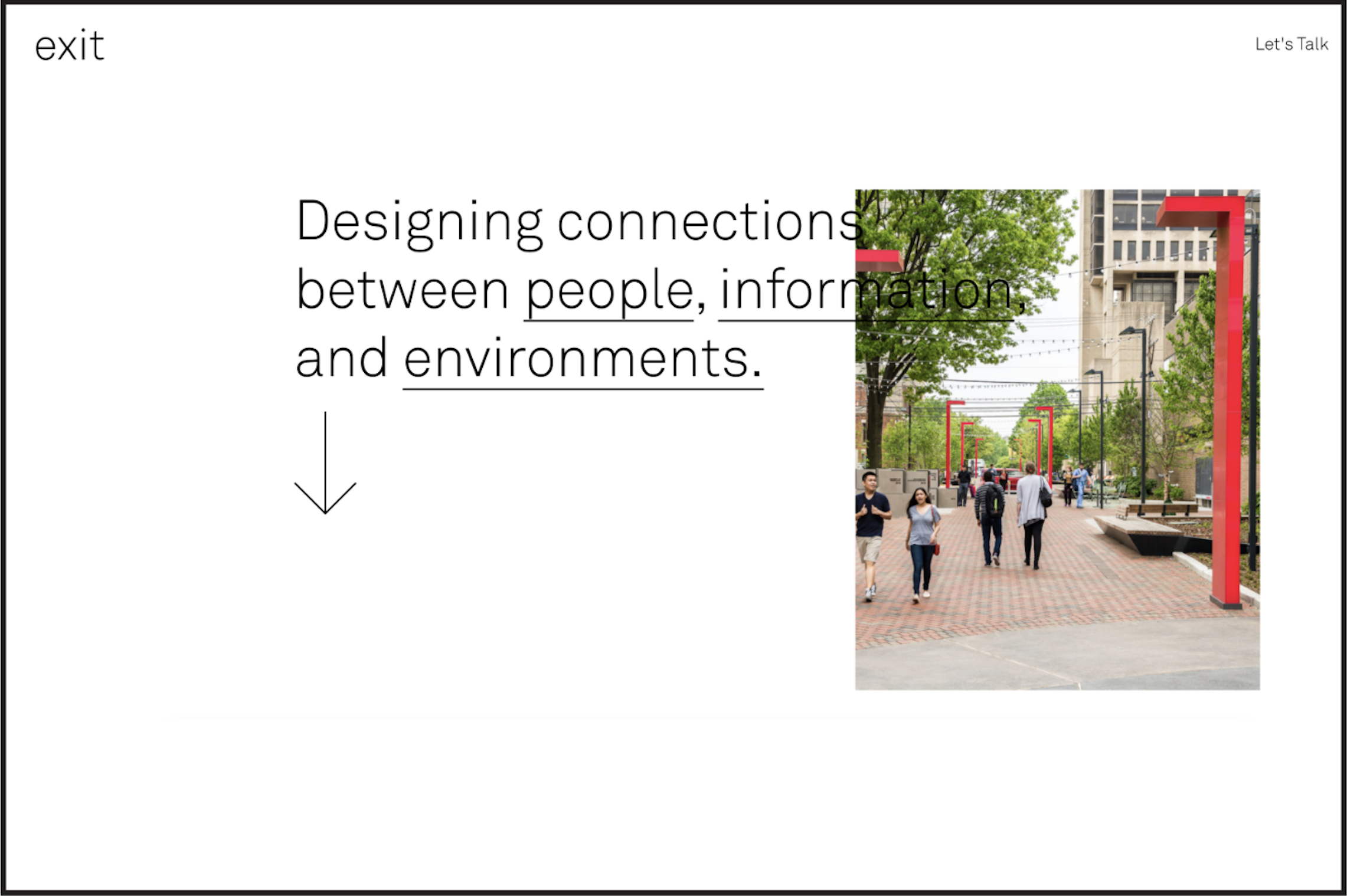 screenshot of experiential design studio Exit Design's website