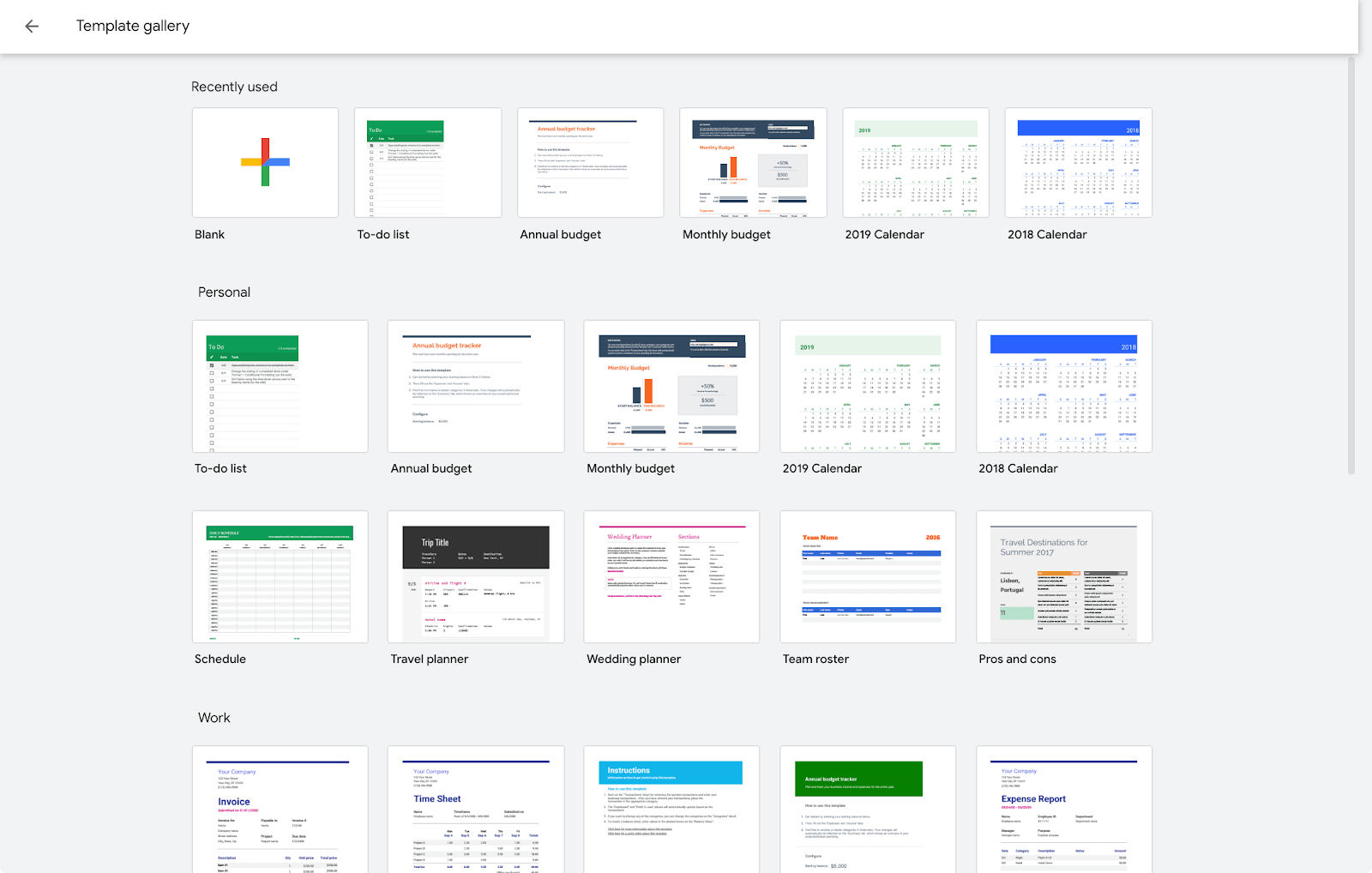 google sheets templates