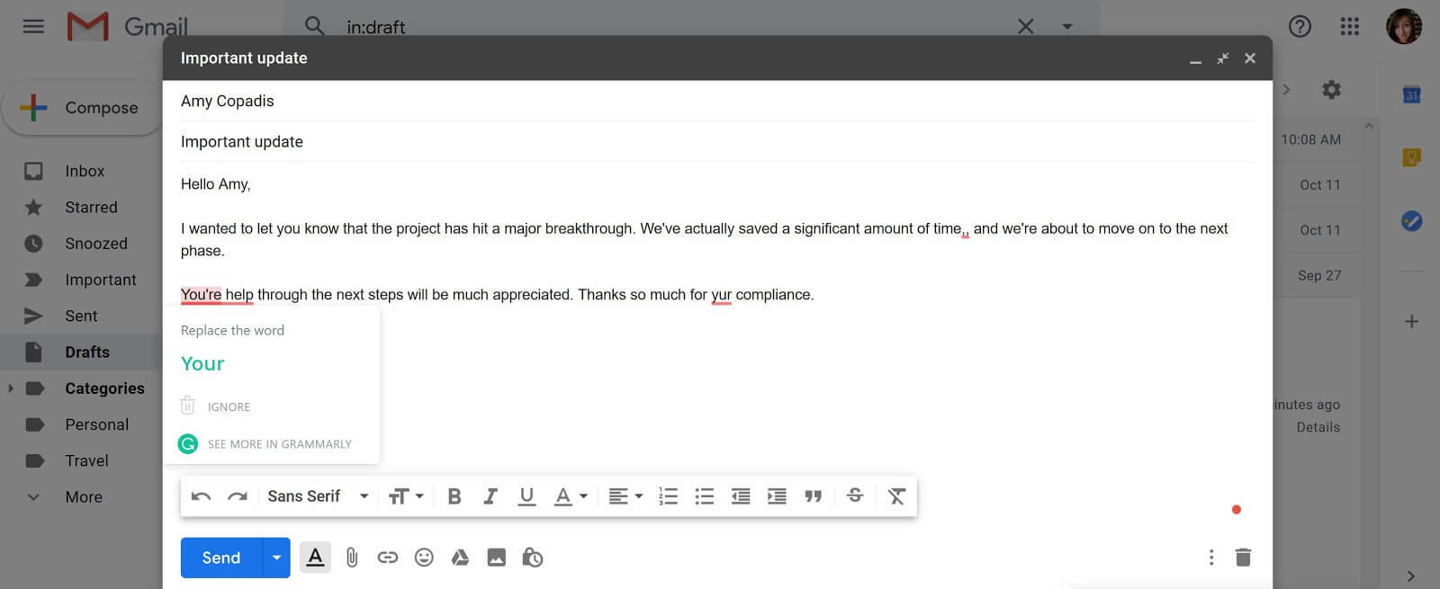 grammarly email spell check