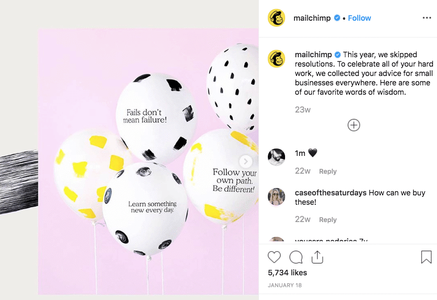 mailchimp inspirational instagram post