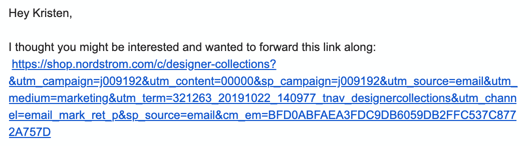 non hyperlink in gmail