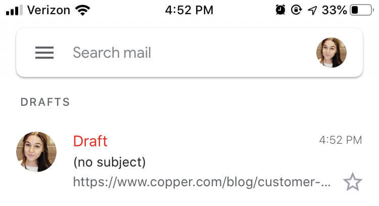 saved link in gmail message